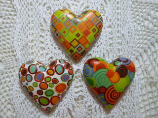 Set of  3 Vintage Shapes Hearts