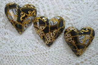Set of  3 Gold and Black Hearts
