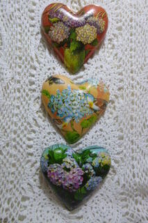 Set of  3 Hydrangea Hearts