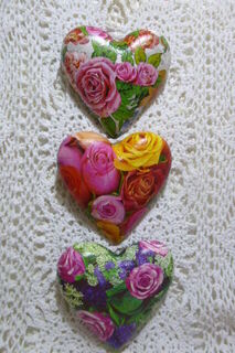 Set of  3 Rose Hearts