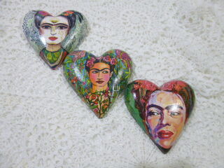 Set of  3 Frida Kahlo Hearts