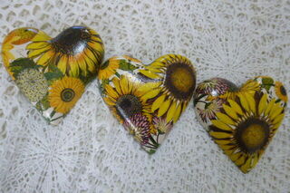 Set of  3  Sunflower  Hearts
