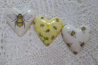 Set of  3  Bee Hearts