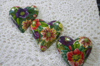 Set of  3 Floral Hearts
