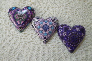 Set of  3 Mandala Hearts