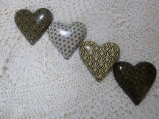 Set of  4 Brown Tone Hearts