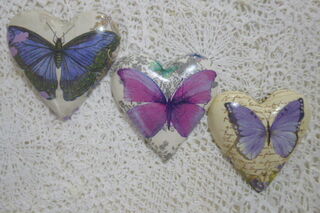Set of 3  Butterfly Hearts