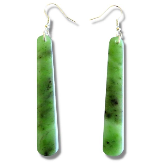 Pounamu or New Zealand Greenstone sterling silver earrings | Wildside Gifts
