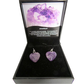 Amethyst Heart Drop Earrings
