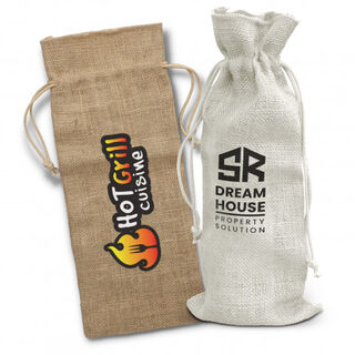 Jute Wine Drawstring Bag - Sale