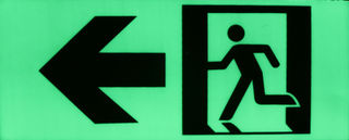 Exit sign running man/left arrow/door 370mmx150mm