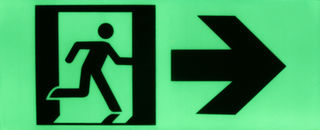 Exit sign running man/right arrow/door 370mm x 150mm