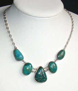 Chrysocolla Sterling Silver Necklace - Earth Mother Necklace