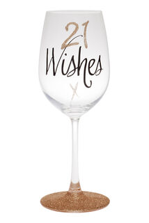 21st Wishes Wine Glass