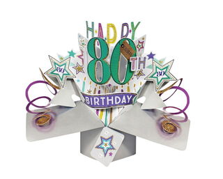 80th Pop Up Card Birthday Stars