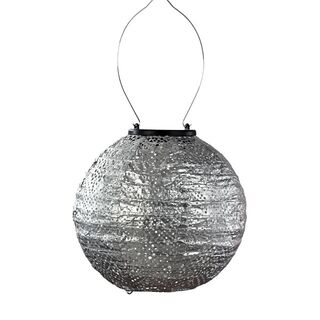 Solar Lantern Round 20cm Silver