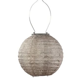 Solar Lantern Round 20cm Taupe