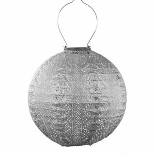 Solar Lantern Round 30cm Silver