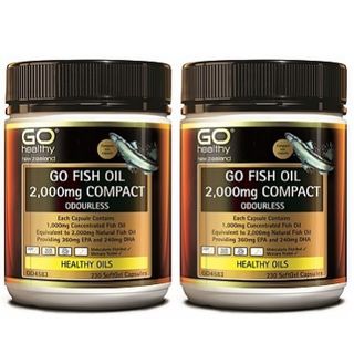 GO Fish Oil 2000mg Odourless 230 Capsules x2 Bottles