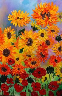 'Poppies and Sunflowers' by Stephanie Lockwood