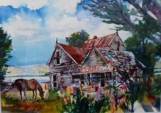'Old Farmhouse near Lake Wairarapa' by George Thompson (SOLD)