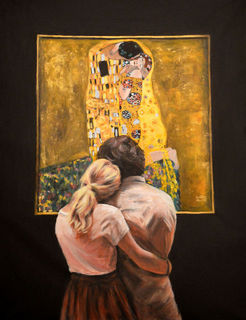 'Watching Klimt - The Kiss' by Escha van den Bogerd (SOLD - available as stretched print)