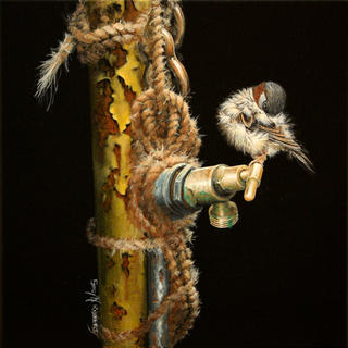 'Preening on the Tap' by Gary Roberts (SOLD)