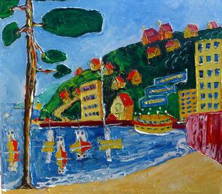'Fishing Boats Oriental Bay' by Vincent Duncan (SOLD)