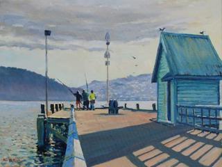 'Evening on the Wharf Petone' by Phil Dickson (SOLD)