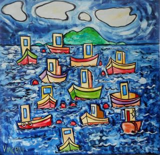 'Fishing Boats Island Bay' by Vincent Duncan