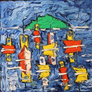 'Boats at Island Bay' by Vincent Duncan (SOLD)