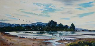 'Oyster Catchers Hutt Estuary' by Phil Dickson (SOLD)
