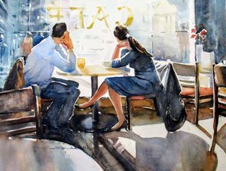 'Watching the World go by- Wellington Cafe' by Dianne Taylor (SOLD)