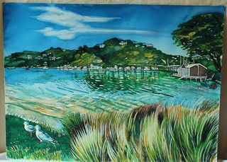 'Boatsheds Paraemata Wellington' by Joy de Geus (SOLD)