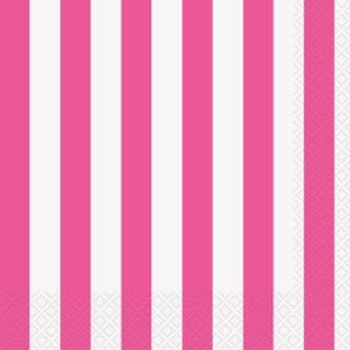 Napkins Stripes Lunch Hot Pink Pk16