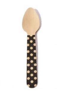 Wooden Spoons Sml Black Dot Pk12