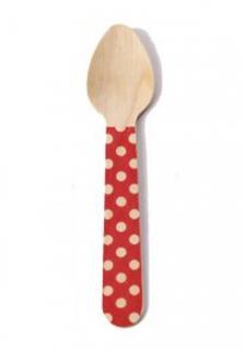 Wooden Spoons Sml Red Dot Pk12