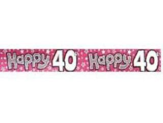 Banner 40 Birthday Pink QAH017F