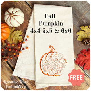 Free Fall Pumpkin Embroidery Design