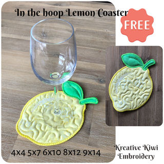Free In the hoop Lemon Coaster