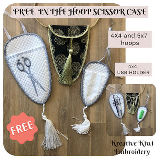 Free In the hoop Scissor Case and USB Holder