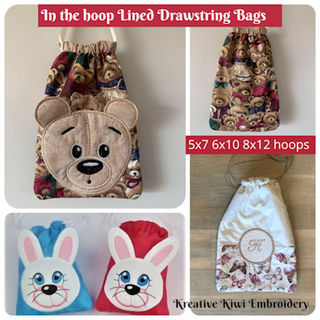 Fully Lined In the hoop Drawstring Bag