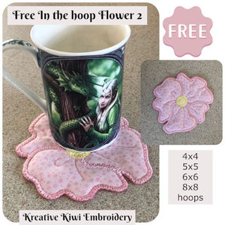 Free In the hoop Flower Coaster 2