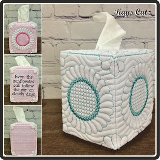Trapunto Sunflower Tissue Cover and Quilt Block