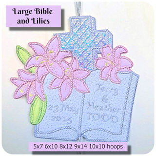 Large Applique Bible and Lilies