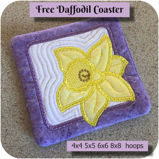 Free In the hoop Daffodil Coaster