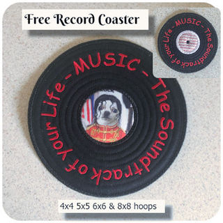 Free In the hoop Record Coaster