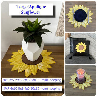 Large Applique Sunflower Placemat and Coasters