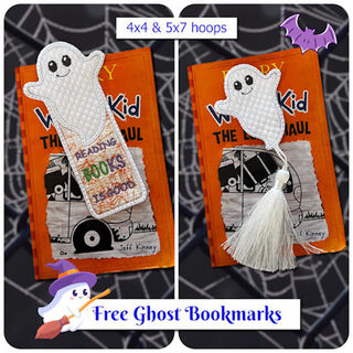 Free In the hoop Halloween Ghost Bookmark