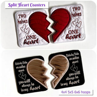 In the hoop Split Heart Coaster